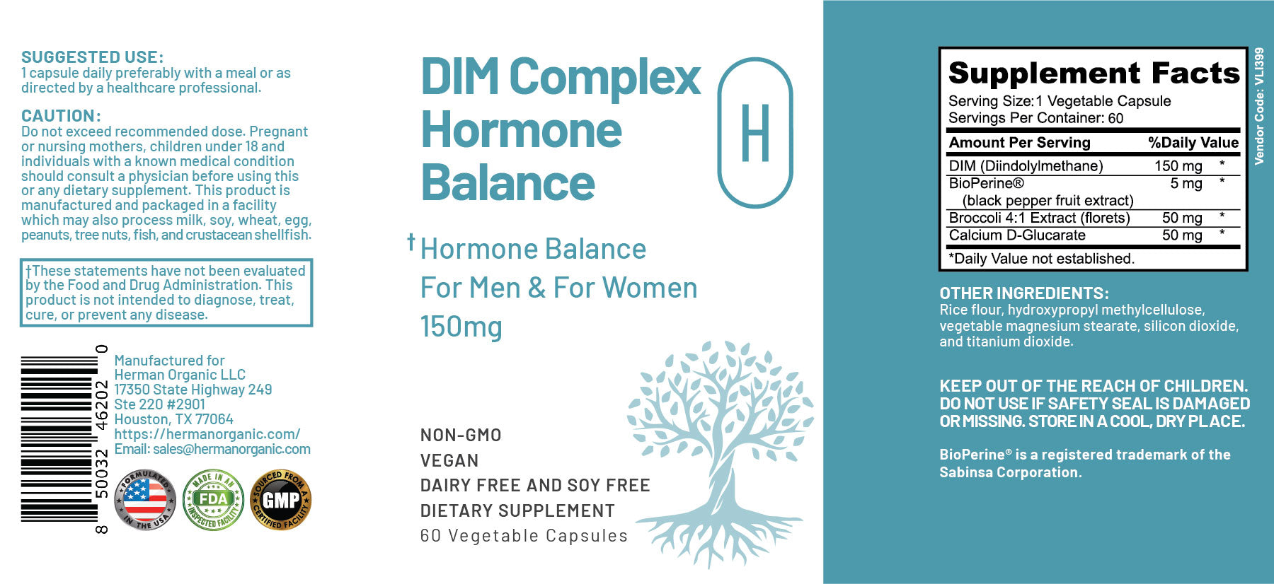 Herman Organic Vitamins & Supplements Herman Organic DIM Complex Hormone Balance