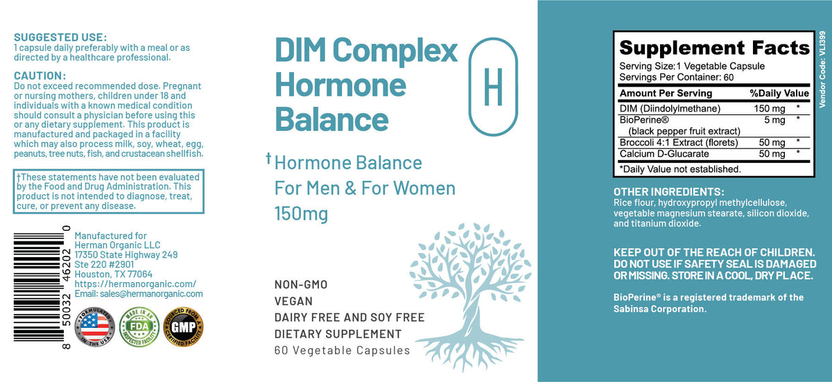 Herman Organic Vitamins &amp; Supplements Herman Organic DIM Complex Hormone Balance
