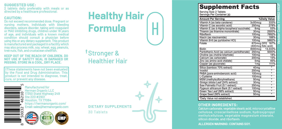 Herman Organic Vitamins &amp; Supplements Herman Organic Healthy Hair