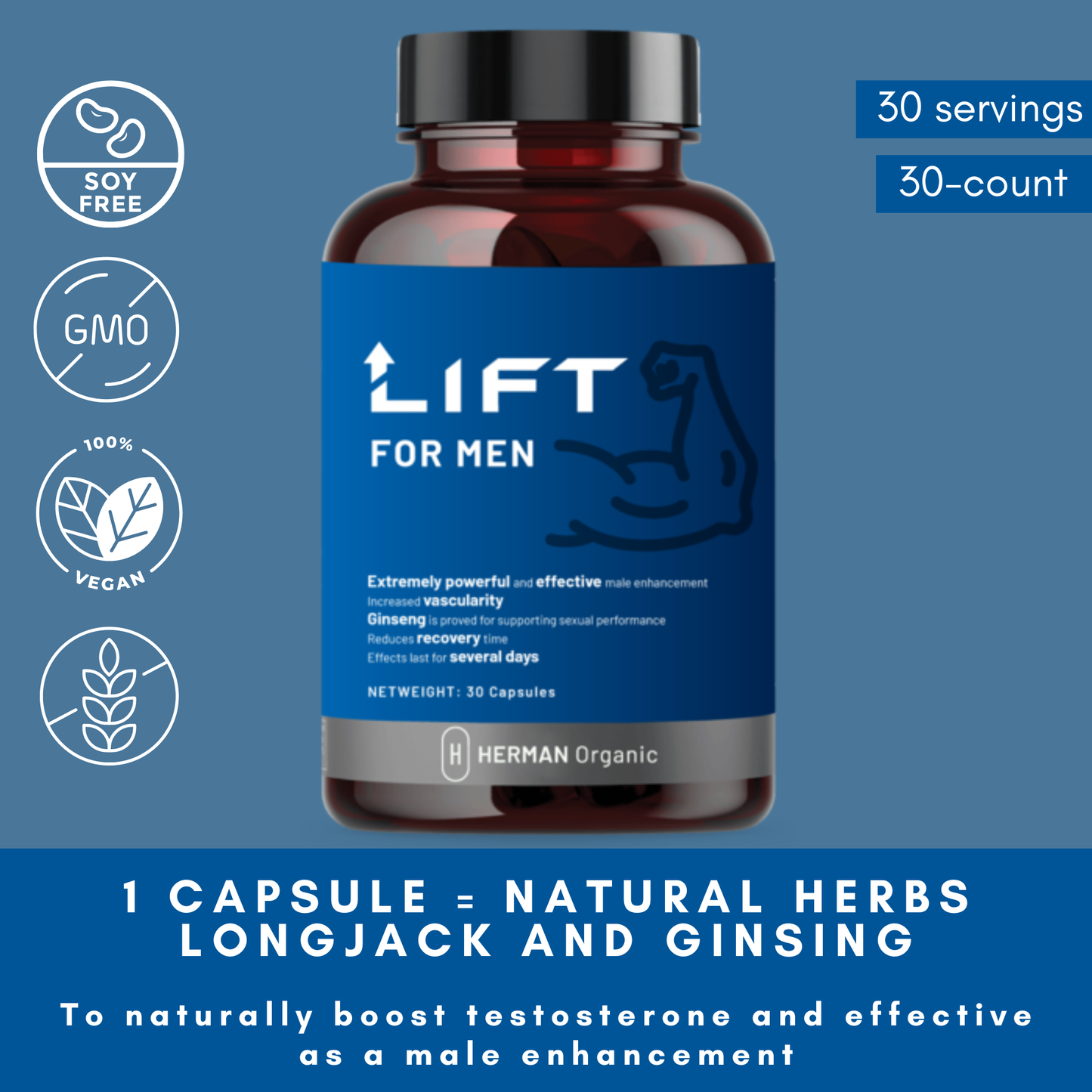 Herman Organic Vitamins & Supplements Herman Organic Lift For Men