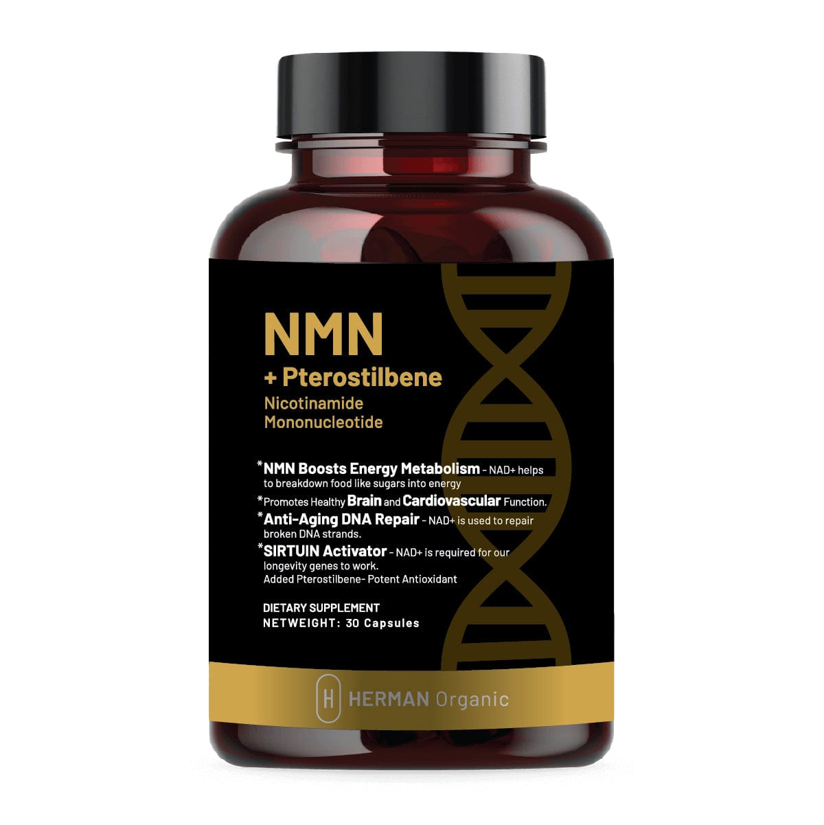 Herman Organic Vitamins &amp; Supplements Herman Organic NMN+ Pterostilbene (30 Count)