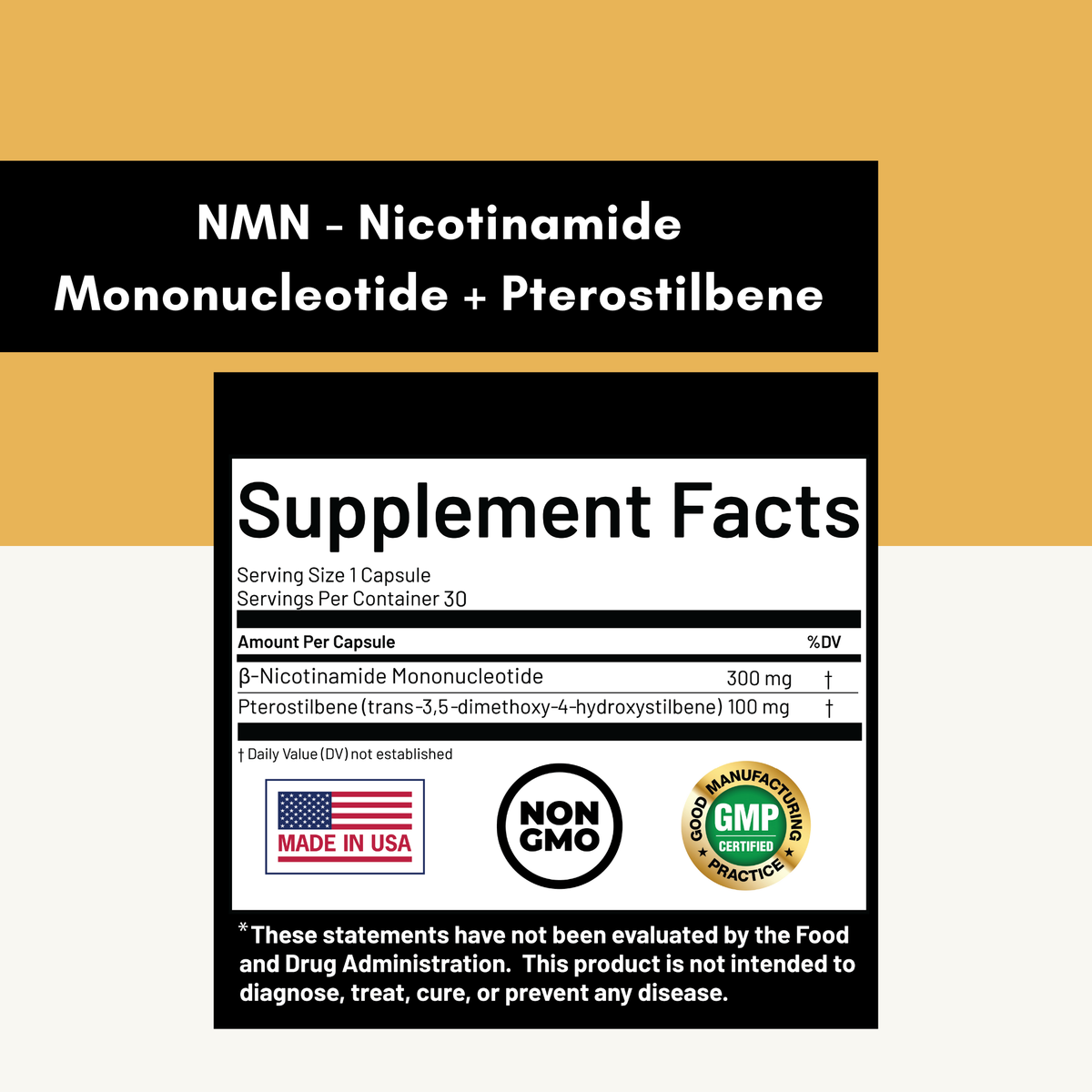 Herman Organic Vitamins &amp; Supplements Herman organic NMN+ Pterostilbene (50 Count)